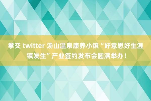 拳交 twitter 汤山温泉康养小镇“好意思好生涯 镇发生”产业签约发布会圆满举办！