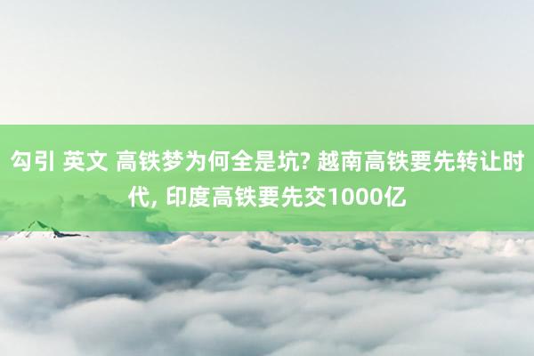 勾引 英文 高铁梦为何全是坑? 越南高铁要先转让时代， 印度高铁要先交1000亿