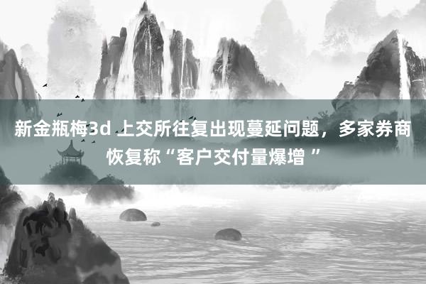 新金瓶梅3d 上交所往复出现蔓延问题，多家券商恢复称“客户交付量爆增 ”