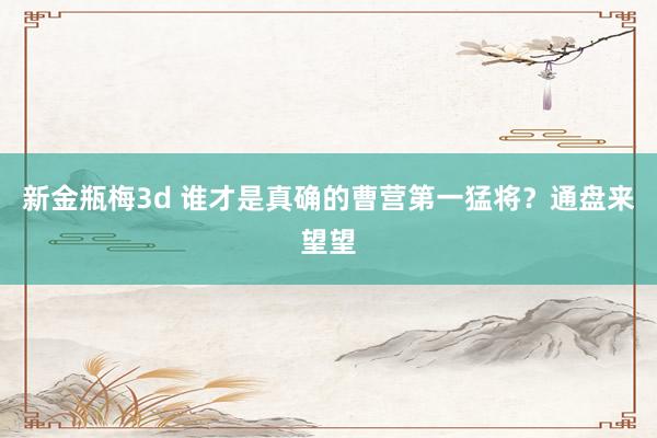 新金瓶梅3d 谁才是真确的曹营第一猛将？通盘来望望