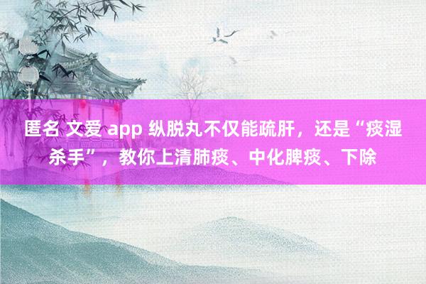 匿名 文爱 app 纵脱丸不仅能疏肝，还是“痰湿杀手”，教你上清肺痰、中化脾痰、下除