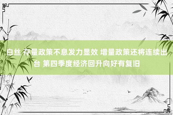 白丝 存量政策不息发力显效 增量政策还将连续出台 第四季度经济回升向好有复旧