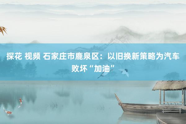 探花 视频 石家庄市鹿泉区：以旧换新策略为汽车败坏“加油”