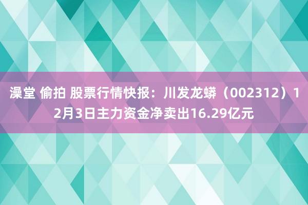 澡堂 偷拍 股票行情快报：川发龙蟒（002312）12月3日主力资金净卖出16.29亿元