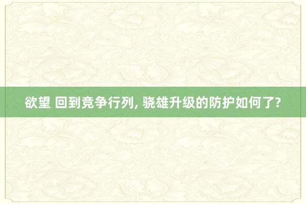 欲望 回到竞争行列， 骁雄升级的防护如何了?