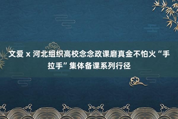 文爱 x 河北组织高校念念政课磨真金不怕火“手拉手”集体备课系列行径