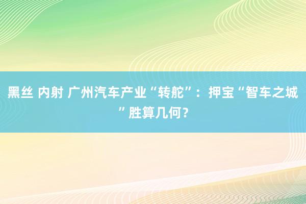 黑丝 内射 广州汽车产业“转舵”：押宝“智车之城”胜算几何？