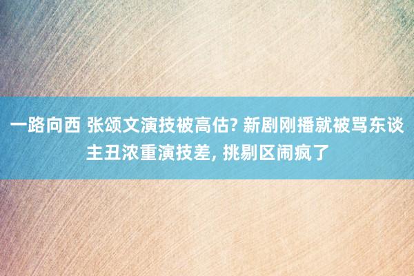 一路向西 张颂文演技被高估? 新剧刚播就被骂东谈主丑浓重演技差， 挑剔区闹疯了