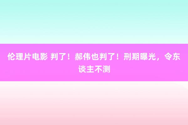 伦理片电影 判了！郝伟也判了！刑期曝光，令东谈主不测