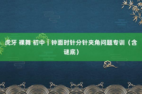 虎牙 裸舞 初中｜钟面时针分针夹角问题专训（含谜底）